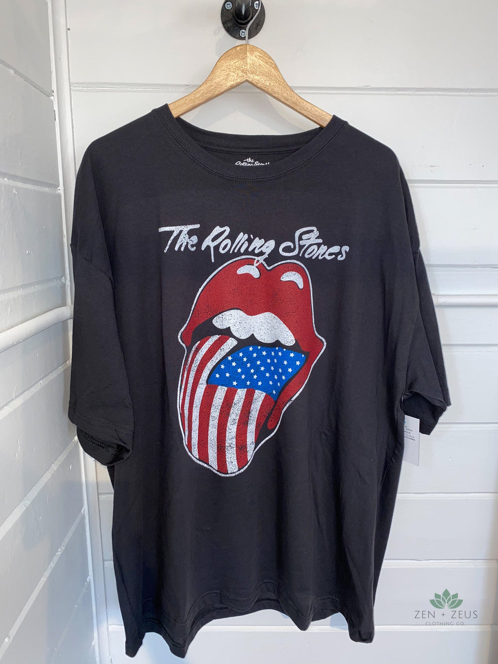 Rolling Stones USA Flag Lick Oversized Tee - Graphic Tee