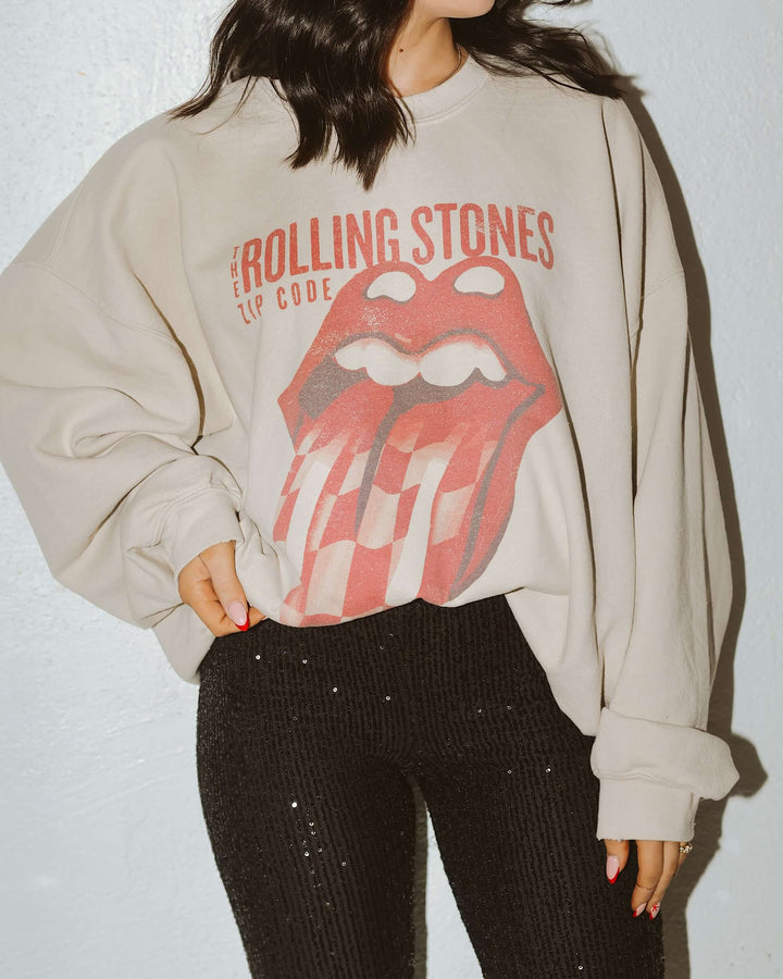 Rolling Stones Zip Code Sand Thrifted Sweatshirt - Sweatshirt