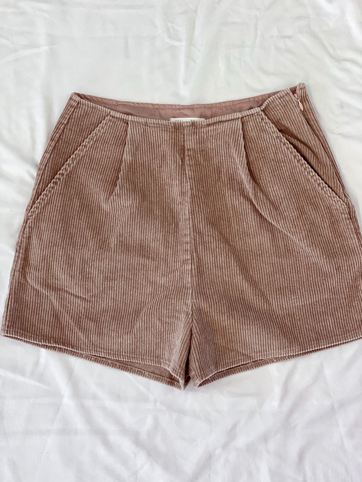 Stone Washed Corduroy Shorts - Bottoms