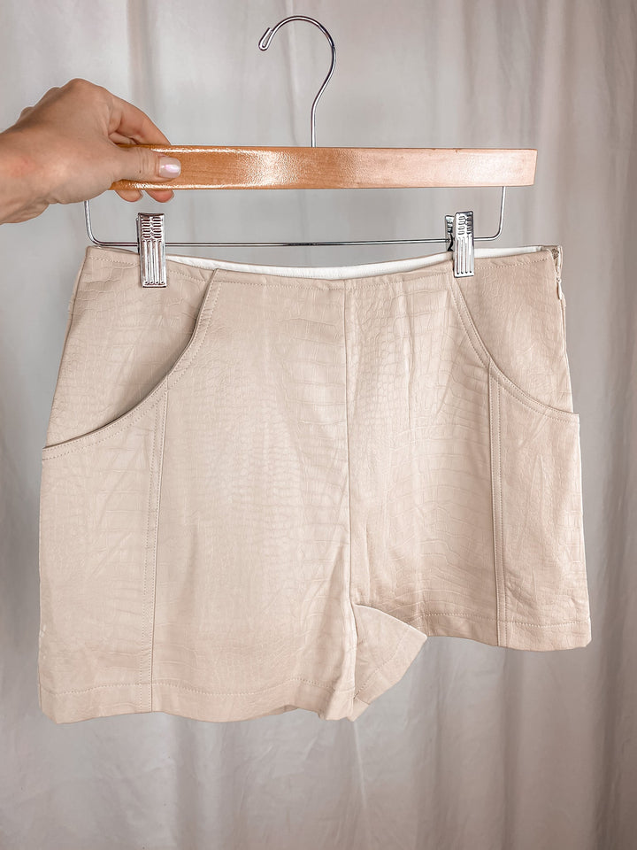 Taupe Faux Leather Shorts - Shorts