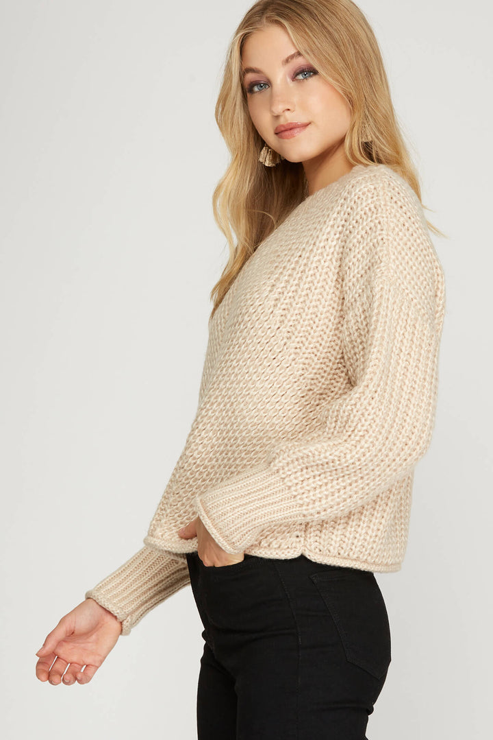 Taupe Knit Sweater Top - Sweater