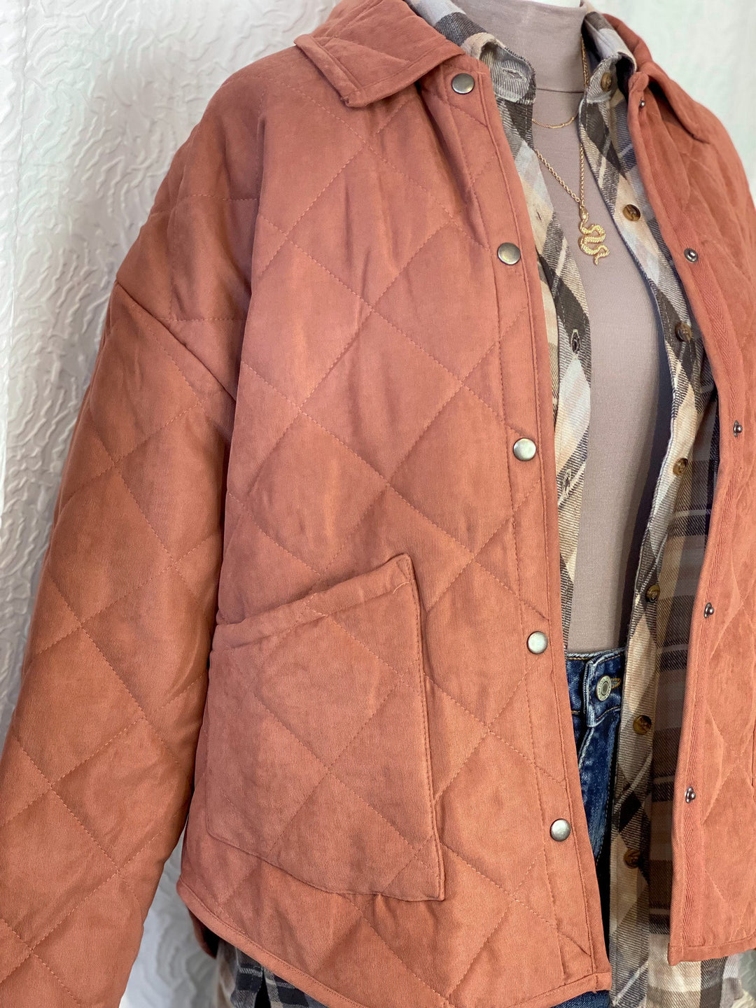 Terracotta Quilted Puff Jacket - Coats & Jackets