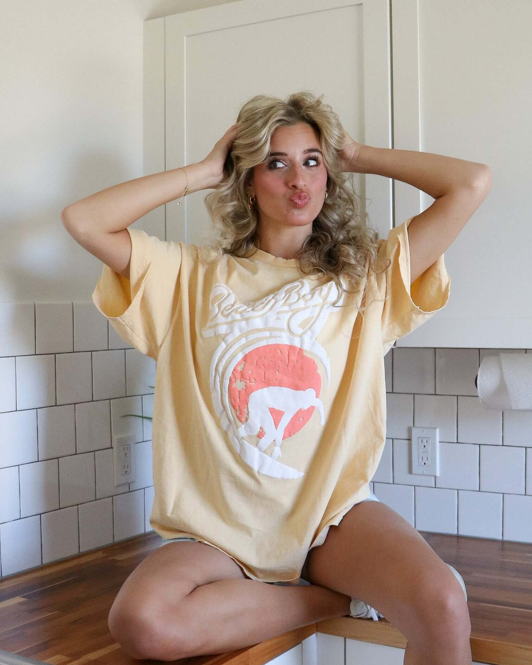 The Beach Boys Classic Puff Yellow Thrifted Tee - Shirts & Tops
