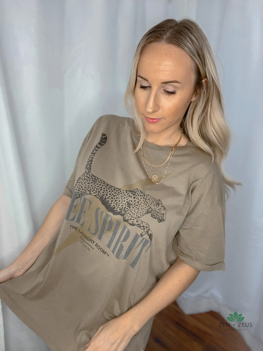 The Laundry Room Free Spirit Oversized Tee - Camel Gold - Graphic Tee